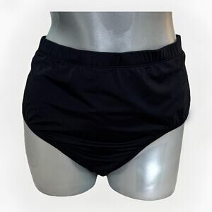 Swim Solutions High Waist Tummy Control Swimsuit Bottoms Solid Black Size 16 NEW